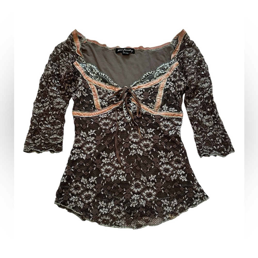 Vintage Ann Ferriday Lace Babydoll Top Sweetheart Neckline Whimsigoth Romantic